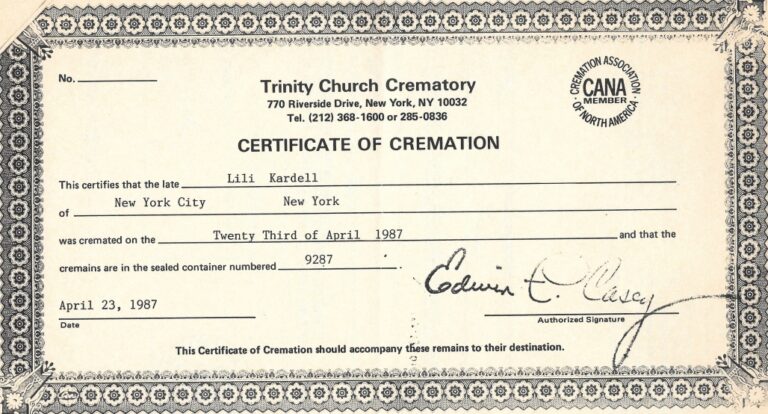 Cremation Certificate small